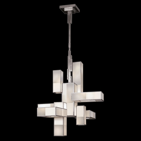 732040-2GU Fine Art Lamps Perspectives 46"W Rectangular Chandelier with Silver Finish