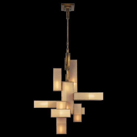 732040GU Fine Art Lamps Perspectives 46"W Rectangular Chandelier with Bronze Finish