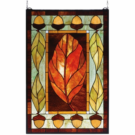 73207 Meyda Tiffany 21"W X 31"H Harvest Festival Stained Glass Window