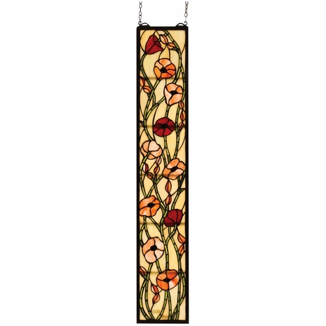 73266 Meyda Tiffany 7"W X 37"H Poppy Stained Glass Window