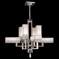 733840-2ST Fine Art Lamps Perspectives 42"W Square Chandelier with Silver Finish