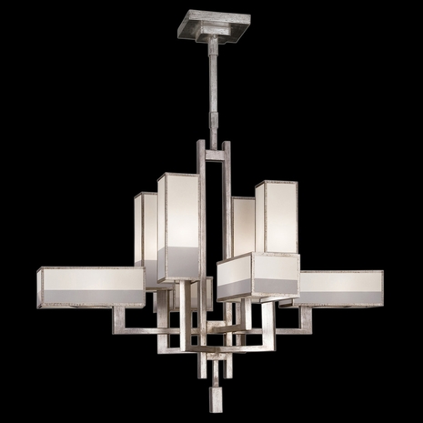 733840-2ST Fine Art Lamps Perspectives 42"W Square Chandelier with Silver Finish