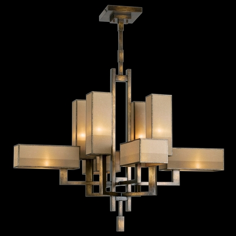 733840ST Fine Art Lamps Perspectives 42"W Square Chandelier with Bronze Finish