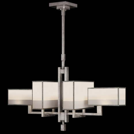 734040-2ST Fine Art Lamps Perspectives 42"W Oblong Chandelier with Silver Finish