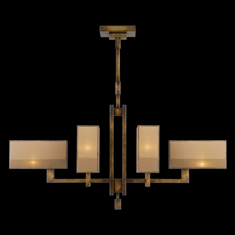 734040ST Fine Art Lamps Perspectives 42"W Oblong Chandelier with Bronze Finish