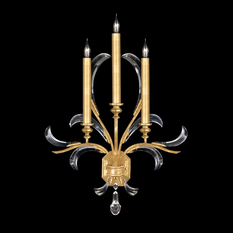 738550-SF3 Fine Art Lamps 3 Light Beveled Arcs 29" Sconce with Gold Leaf Finish