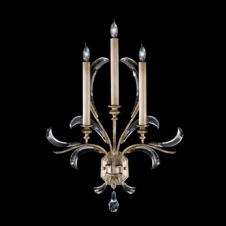 738550ST Fine Art Lamps 3 Light Beveled Arcs 29" Sconce with Silver Finish