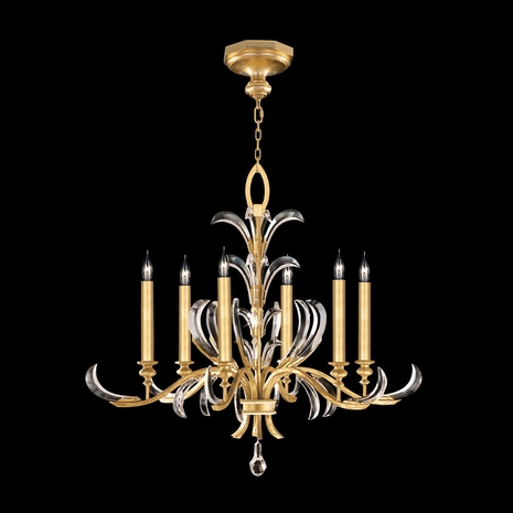 739140-SF3 Fine Art Lamps Beveled Arcs 37"W Round Chandelier with Gold Finish