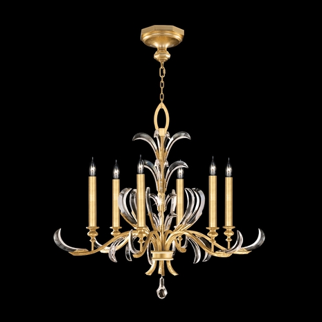 739140-SF3 Fine Art Lamps Beveled Arcs 37"W Round Chandelier with Gold Finish