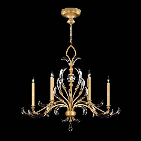 739240-3 Fine Art Lighting Beveled Arcs 44"W Oblong Chandelier with Gold Leaf Finish