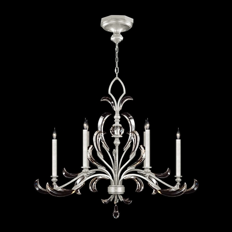 739240-SF4 Fine Art Lamps Beveled Arcs 44"W Oblong Chandelier with Silver Finish