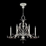 739240-4 Fine Art Lighting Beveled Arcs 44"W Oblong Chandelier with Silver Leaf Finish