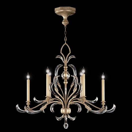 739240 Fine Art Lighting Beveled Arcs 44"W Oblong Chandelier with Silver Finish