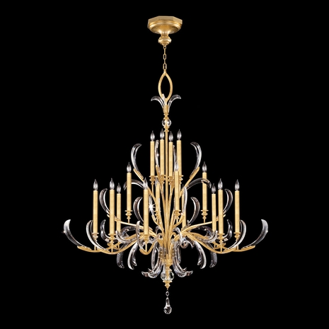 739640-SF3 Fine Art Lamps Beveled Arcs 58"W Round Chandelier with Gold Finish