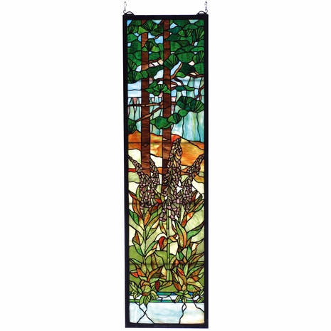 74037 Meyda Tiffany 12"W X 44"H Tiffany Foxgloves Stained Glass Window
