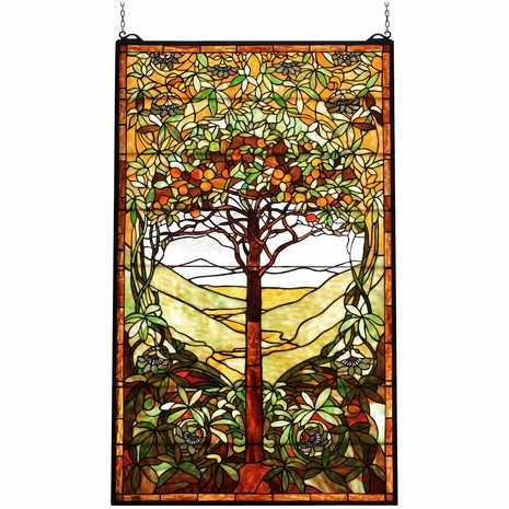 74065 Meyda Tiffany 29"W X 48"H Tiffany Tree of Life Stained Glass Window