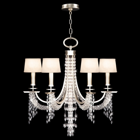 748740ST Fine Art Lamps 6 Light Cascades 29" Round Chandelier with Silver Finish
