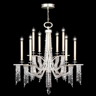 748840ST Fine Art Lamps 10 Light Cascades 42" Round Chandelier with Silver Finish