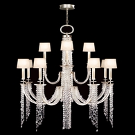 749040ST Fine Art Lamps 12/4 Light Cascades 52" Round Chandelier with Silver Finish