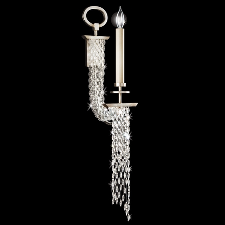 749850ST Fine Art Lamps 1 Light Cascades 33" Sconce with Silver Finish