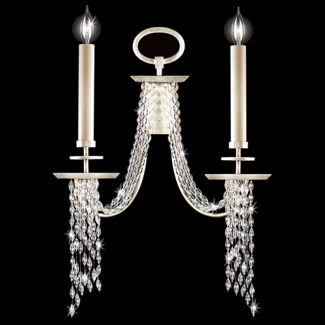 750050ST Fine Art Lamps 2 Light Cascades 25" Sconce with Silver Finish