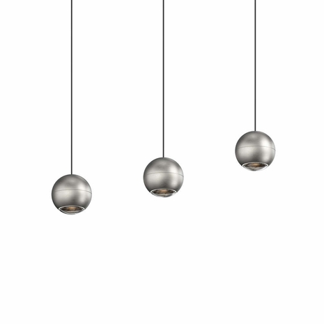 7506.77 Sonneman Hemisphere 3-Light Linear Pendant with Natural Anodized Finish