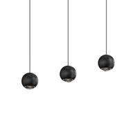 7506.97 Sonneman Hemisphere 3-Light Linear Pendant with Textured Black Finish