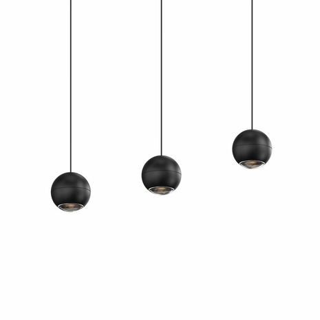 7506.97 Sonneman Hemisphere 3-Light Linear Pendant with Textured Black Finish