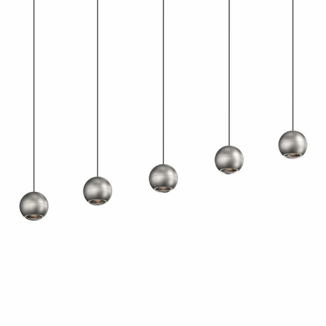 7508.77 Sonneman Hemisphere 5-Light Linear Pendant with Natural Anodized Finish