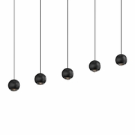 7508.97 Sonneman Hemisphere 5-Light Linear Pendant with Textured Black Finish