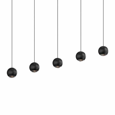7508.97 Sonneman Hemisphere 5-Light Linear Pendant with Textured Black Finish