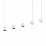 7508.98 Sonneman Hemisphere 5-Light Linear Pendant with Textured White Finish