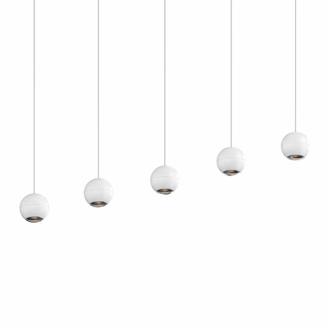 7508.98 Sonneman Hemisphere 5-Light Linear Pendant with Textured White Finish