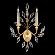 752350-SF3 Fine Art Lamps 2 Light Crystal Laurel 23" Sconce with Gold Leaf Finish