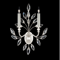 752350-SF4 Fine Art Lamps 2 Light Crystal Laurel 23" Sconce with Silver Leaf Finish