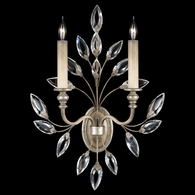 752350ST Fine Art Lamps 2 Light Crystal Laurel 23" Sconce with Silver Finish