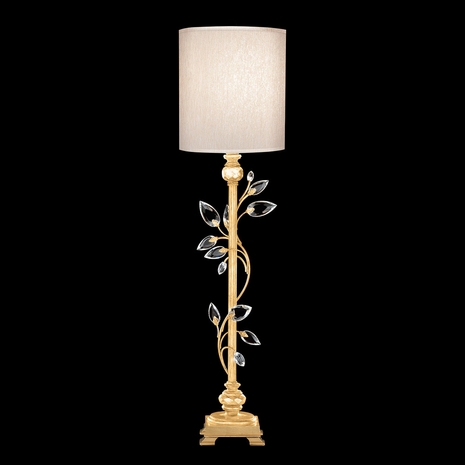 752915-SF33 Fine Art Lighting Crystal Laurel 37"H Console Lamp with Gold Leaf w/Champagne Fabric Shade Finish