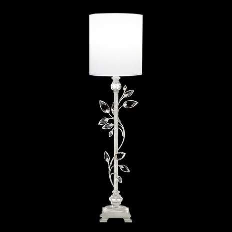752915-SF41 Fine Art Lighting Crystal Laurel 37"H Console Lamp with Silver Leaf w/White Fabric Shade Finish