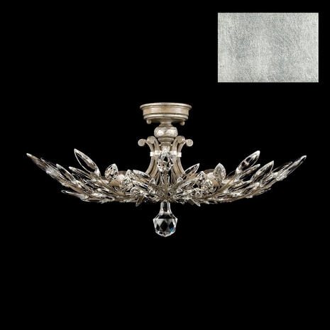 753440-4 Fine Art Lighting Crystal Laurel 28"W Round Semi-Flush Mount with Silver Leaf Finish