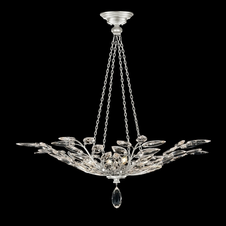 753640-4 Fine Art Lighting Crystal Laurel 35"W Round Pendant with Silver Leaf Finish