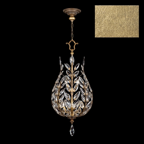753840-SF3 Fine Art Lamps 6 Light Crystal Laurel 18" Round Pendant with Gold Leaf Finish