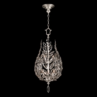 753840-SF4 Fine Art Lamps 6 Light Crystal Laurel 18" Round Pendant with Silver Leaf Finish