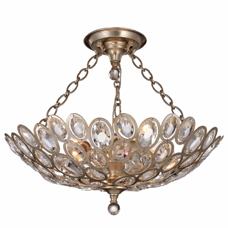 7584-DT_CEILING Crystorama Sterling 3 Light Distressed Twilight Semi Flush Mount