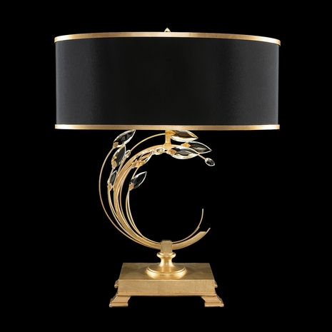 758610-34 Fine Art Lighting Crystal Laurel 31"H RSF Table Lamp with Gold Leaf w/Black Fabric & Gold Inner Lining Shade Finish