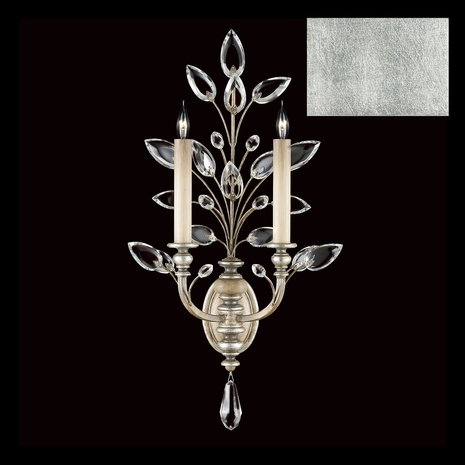 759750-4 Fine Art Lighting Crystal Laurel 28"H Sconce with Silver Leaf Finish