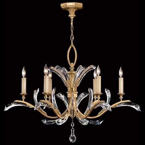 761240ST Fine Art Lighting Beveled Arcs 42"W Round Chandelier with Gold Finish