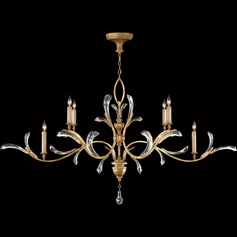 761840ST Fine Art Lighting Beveled Arcs 74"W Oblong Chandelier with Gold Finish
