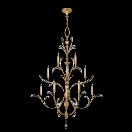 767240 Fine Art Lighting Beveled Arcs 56"W Round Chandelier with Gold Finish