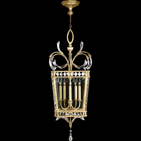 768340ST Fine Art Lamps 5 Light Beveled Arcs 22.5" Square Pendant with Gold Finish