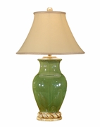 7694 Wildwood Lamps Old Green Jar Lamp with Drip Glaze Earthenware